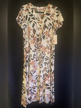 Paramo Designs - NWT Floral Button-Front Midi Dress with Tie Waist sz small &med